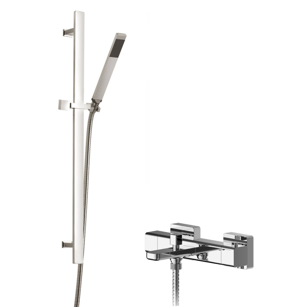 Balterley Empire Wall Mount Thermostatic Bath Shower Mixer Tap With Slide Rail Kit - Chrome