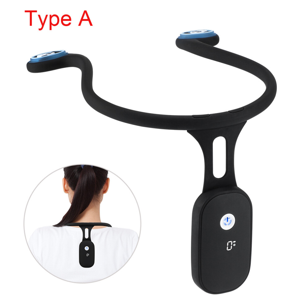 Stoyotu (Type A Black) Smart Posture Corrector Neck Back Shoulder Correction Invisible Silicone Brace Scientific Realtime Remind Training Adult Kid
