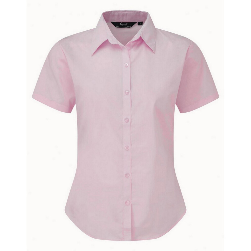 Premier (24, ) Short Sleeve Poplin Blouse / Plain Work Shirt Pink