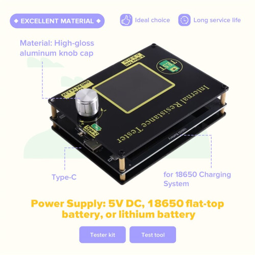 High Accuracy Battery Voltage Internal Resistance Tester with AC 4-Wire Method  Remote App for 18650 Charging
