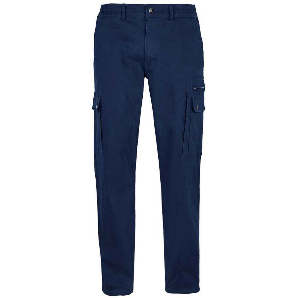 Sols (32R, Navy) Mens Docker Stretch Cargo Trousers Blue,Multicoloured