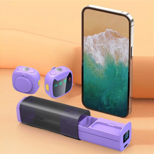 Microfono Lavalier Wireless con Display A LED per Smartphone, Collega e Utilizza, con Riduzione del Rumore, Ideale per Interviste, Vlog e 2