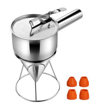 Distributeur de Pâte à CrêPes, Distributeur D'Entonnoir en Acier Inoxydable Multi-Calibre avec Support, Outils de Fabrication de Cupcakes