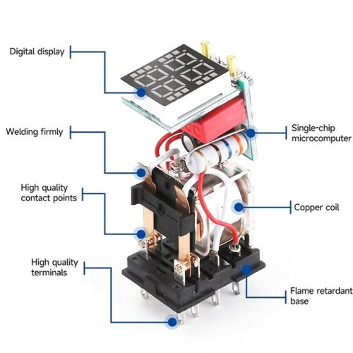 H3Y-2 Dual Digital Timer Relay with Cycle  Control Power- Delay Timer AC220V with Base 8Pin 1