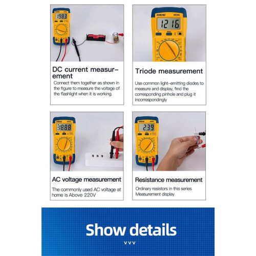 ANENG A830L  Pocket Digital Multimeter Multimetr LCD AC/ Voltage Current Diode Frequency Hand-Held Multimeter Tester Tool 2