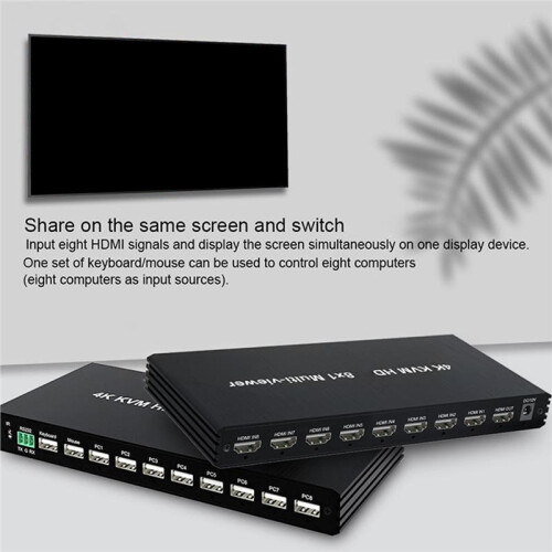 Commutateur Multiplexer Vidéo Seamless Multi Canal 8x1 KVM Compatible  4K, Prise EU