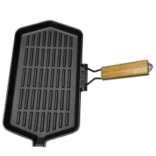 Cast Iron Grill Pan with Handle Steak Pan for Induction Cooker Frying Pan for Outdoor Hiking Picnic Cooking