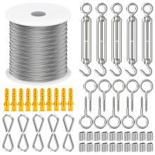 304 Stainless Steel Garden Wire Kit 30M, M5 Turnbuckle Tension Wire for Climbing Plants,String Lights Patio Hanging, Deck Cable Railing & Clotheslines