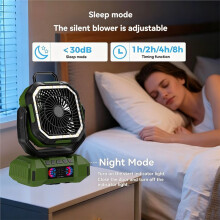 Tragbarer Campingventilator mit 40000mAh Batterie, Wiederaufladbarer Campingventilator mit Fernbedienung, LED-Licht, 4 Geschwindigkeitsstufen A