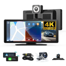 Écran Carplay Sans Fil pour Voiture 10,26" 4K Caméra de Tableau de Bord Rotation 360 Carplay & pour Android Auto Autoradio Caméra de Recul 1080p