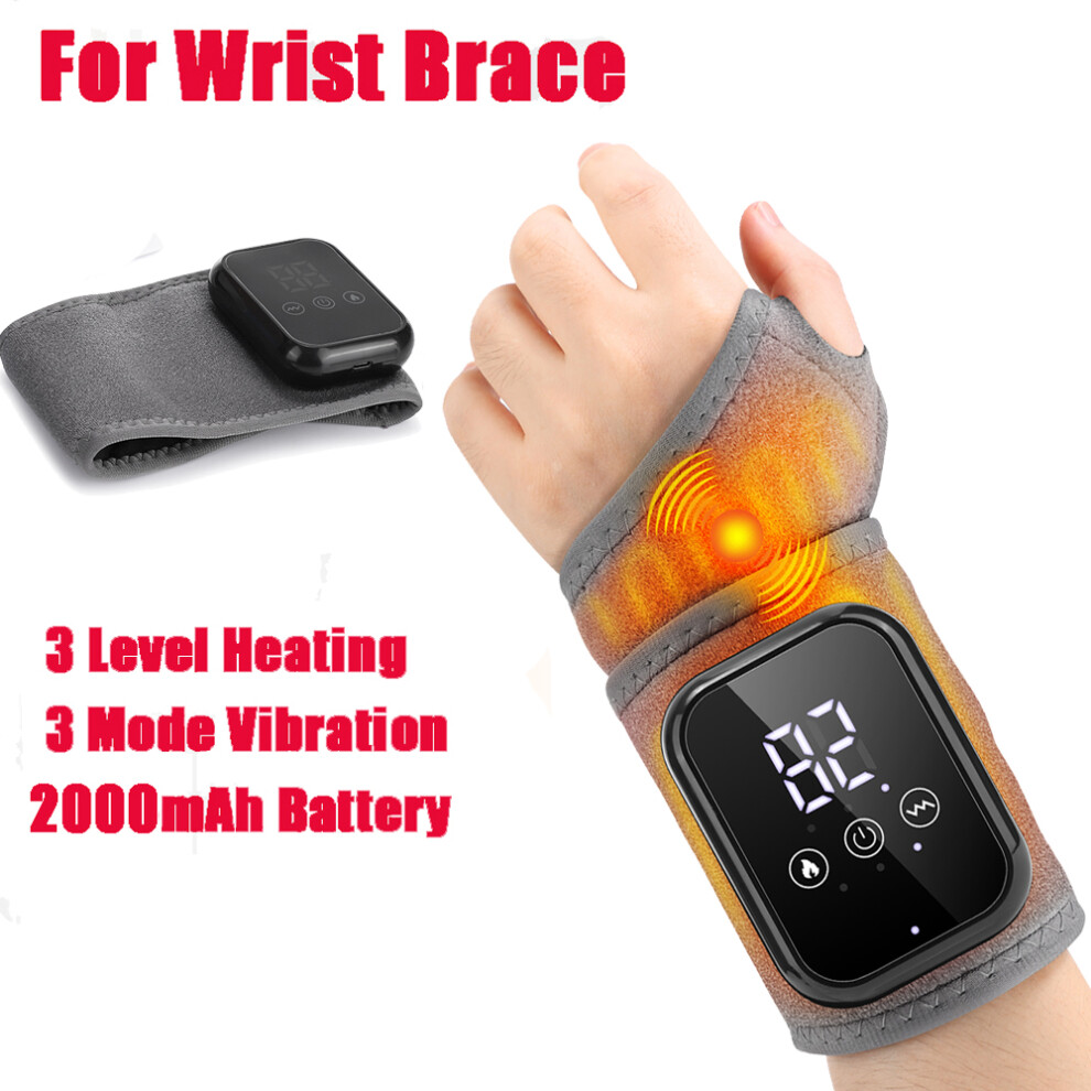 Stoyotu (Type A Grey) Electric Heating Hand Wrist Guard Vibration Massage Hot Compress Wrist Brace Protector Wrap Rechargeable Heat Thermal Wristband