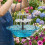Fontana uccelli solare a cascata, multi livello per giardino 6