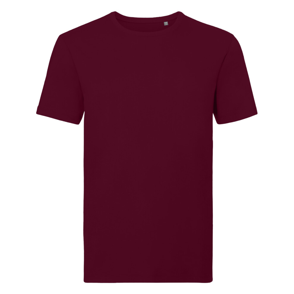 Russell (Xxl, Burgundy) Mens Organic Short-Sleeved T-Shirt Red,Multicoloured