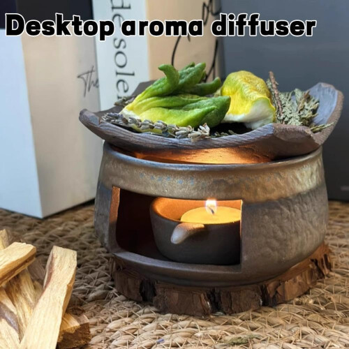 Ceramic Tea Stove Warmer Set, Zen Aromatherapy Burner, Handmade 1