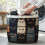 Cute Cat Pattern Quilted Laundry Storage Basket with Handles 7