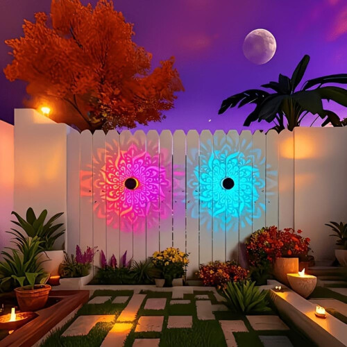 4 lumini solare mandala, gard 1