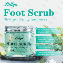 (brown) Exfoliating Body Scrub with Sea Salt & Tea Tree Oil - Natural Foot & Hand Scrub