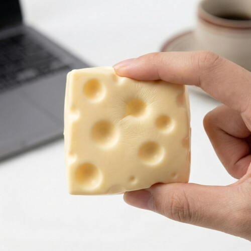 Γιγάντιο κίτρινο τυρί Squishy μπλοκ 5.8cm - αναπήδηση μαλακό στρες αισθητηριακό 2