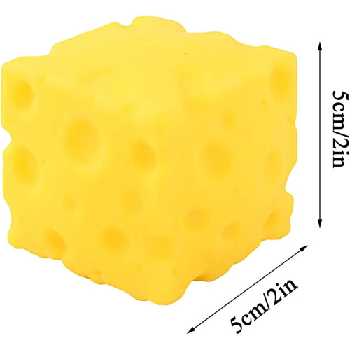 Γιγάντιο κίτρινο τυρί Squishy κύβος 5cm - μαλακό καινοτομία φαγητό στρες γραφείο 2