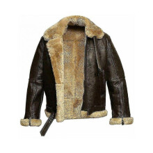 (Brown, 4XL) (XL, Brown) 2023 Men's Raf Aviator Real Leather Jacket Coat Bomber B3 Sheep Skin Pilot Flying