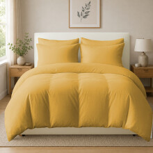 (Super King (220cm x 260cm), Ochre) 100% Organic Egyptian Cotton Duvet Cover Set