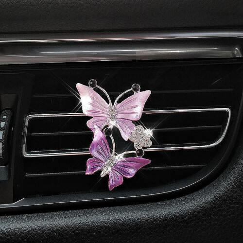 3 Car Air Vent Clips, Dual Butterfly, Sparkly, Auto 2