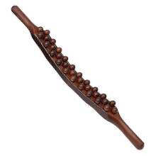 Massagestab aus Holz mit Perlen – Tiefengewebsmassagegerät für Körpermassage und Gua Sha Therapie (Glattes Holzdesign)
