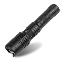 Helle, leistungsstarke LED-Taschenlampe (26650/18650), USB-aufladbar mit Ladeanzeige, große Leuchtweite, starker Sucher