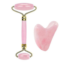 Gesichtsroller aus natürlichem Quarz-Jade & Gua Sha Set – Schönheits-Gesichtsmassagegerät zur Muskelentspannung und Faltenreduzierung