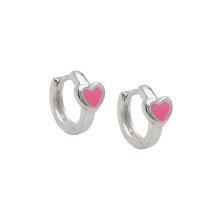 Oorbellen met hartjes, roze, zilver 925 - Gl93636