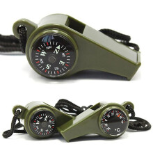 1 stuk outdoor fluit, kompas en thermometer, 3-in-1 accessoire voor kamperen en wandelen, multifunctioneel overlevingsgereedschap, komp