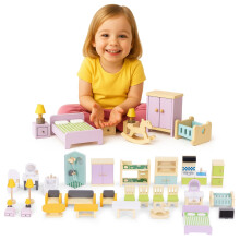 Puppenhausmöbel-Set aus Holz, 30-teilig für Kinder