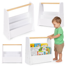 Montessori-Kinderbücherregal, 3-stöckiger Organizer aus weißem MDF