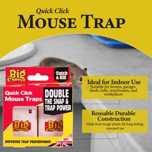 THe Big Cheese Quick Click Mouse Trap Ready Baited Twin Pack 2