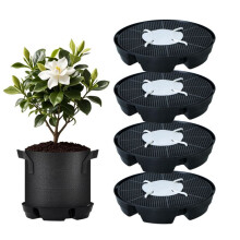 4Pcs Self-Watering Plant Saucers for Indoors,Plant Saucer Stand Auto Watering System Fabric Pot Base with 1pc Grow Bag