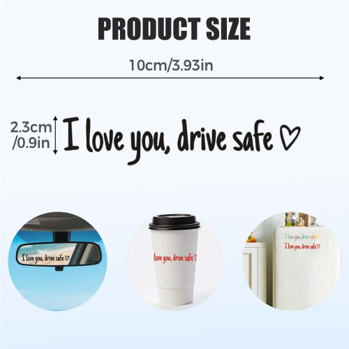 3 decalcomanie specchio "I Love You Drive Safe", cuore per coppie 2