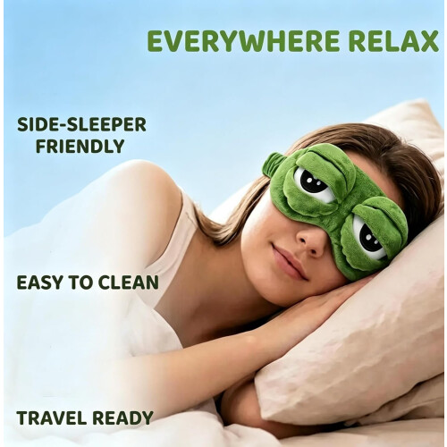Masque sommeil grenouille 3D, réglable pour voyage 2