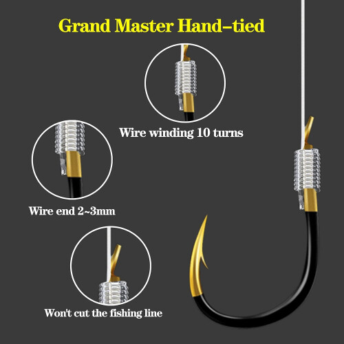 Small Fishing Hooks with Line, Strong Sharp Double Hook Rigs with Barbs 2