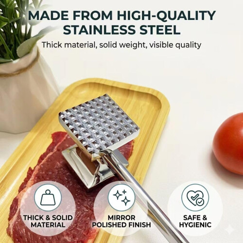 Attendrisseur viande inox 304, maillet lourd 2