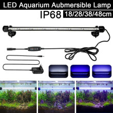 Zanurzalna lampa akwariowa LED, lampa do akwarium z funkcją ściemniania timera, 3 tryby światła, możliwość ściemniania w kolorze niebi