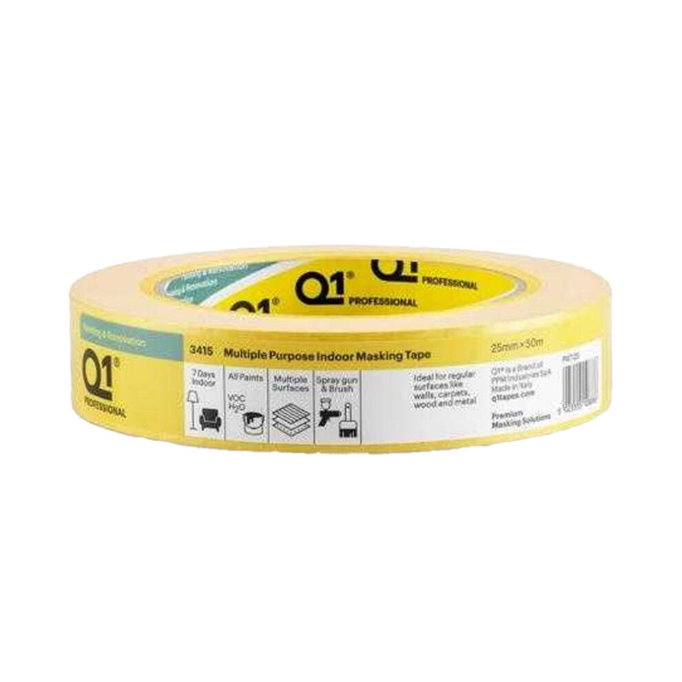 (50M X 25Mm, Beige) Q1 Multi Purpose Masking Tape 5063884167189