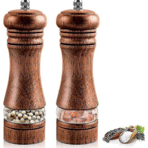Set of 2 Adjustable Wooden Salt and Pepper Grinders