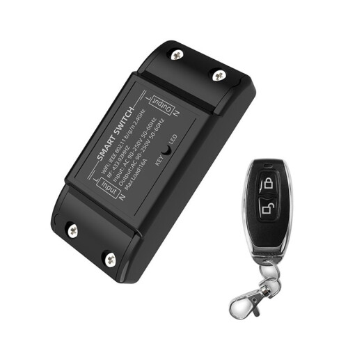 WiFi+433MHz   Home Automation Relay Module with 433MHz Remote Controller Supports APP Voice Control Black