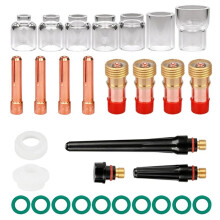 30Pcs TIG Welding Torch Accessories Stubby Gas Lens 4 -12 Cup Kit for WP-17/18/26 Torch Welding Supplies 1.6mm
