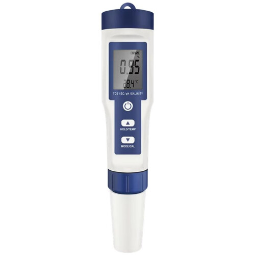 5 in 1 Digital PH TDS EC Meter Pen Salinity Temperature Tester Conductivity Filter Purity with Backlight for Water