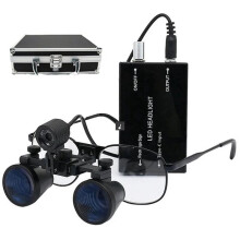 2.5X Binocular Loupes Magnifier Lab Magnifying Glasses Lupa with Professional Headlight Metal Box F Operation EU Plug