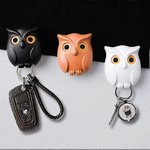 (6pcs) Owl Key Holder Wall Mount Magnetic Automatic Eye Open Close Creative Keychain