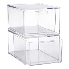 Gavetas Organizadoras EmpilháVeis de PláStico Transparente de 4,5 Polegadas de Altura para Organizar CosméTicos e Suprimentos de Beleza