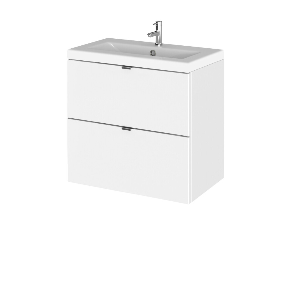 Balterley Alrewas Contemporary 2 Drawer Wall Hung Vanity Unit With Basin, Gloss 600Mm White