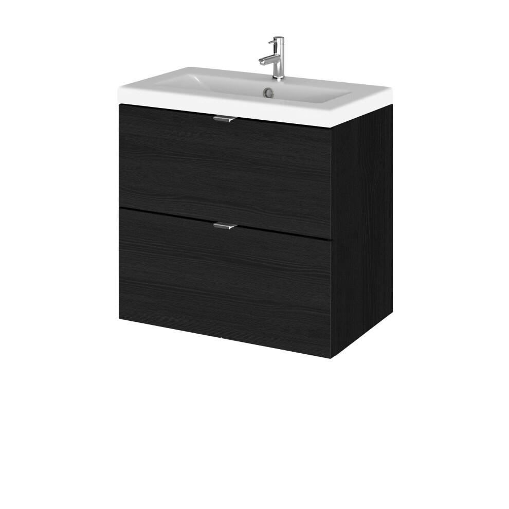 Balterley Alrewas Contemporary 2 Drawer Wall Hung Vanity Unit With Basin, Charcoal 600Mm Black